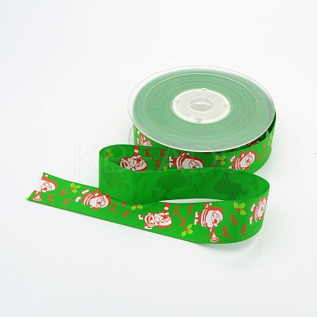 Christmas Santa Claus Printed Polyester Grosgrain Ribbons for Christmas Gift Packaging SRIB-M009-01-1