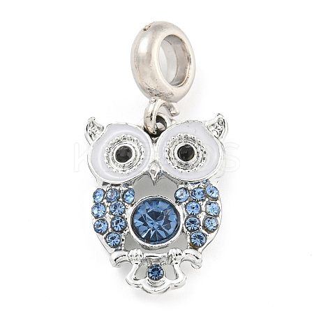 Rack Plating Alloy Enamel Owl European Dangle Charms FIND-B034-11P-02-1