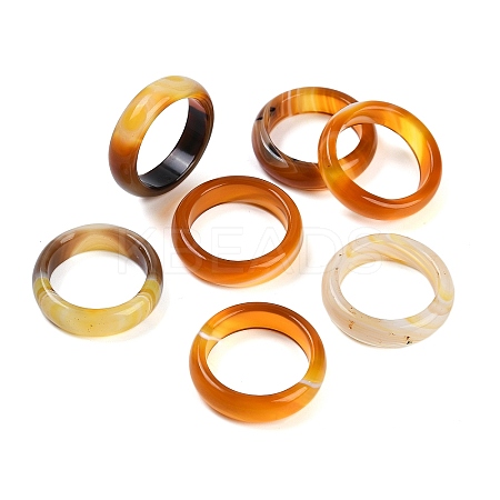 Dyed & Heated Natural Striped Agate/Banded Agate Finger Rings for Women RJEW-Z075-02T-1