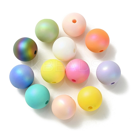 UV Plating Rainbow Iridescent Acrylic Beads OACR-K003-002-1