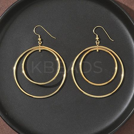 Electroplated 304 Stainless Steel Flat Round Dangle Earrings EJEW-Z129-09G-1