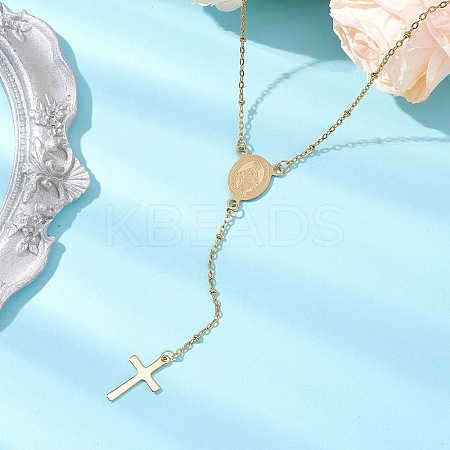 304 Stainless Steel Virgin Rosary Bead Necklaces NJEW-JN05107-1