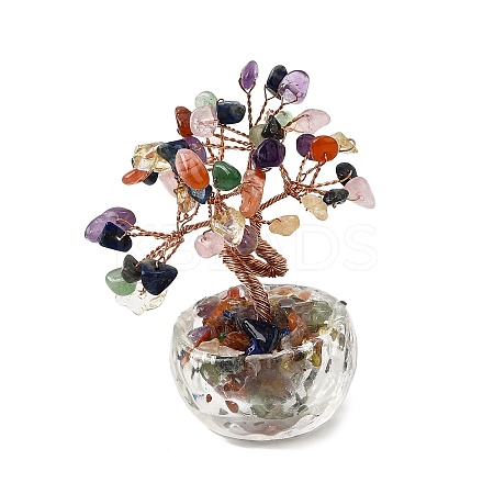 Natural Mixed Gemstone Chips Tree of Life Decorations DJEW-Q010-01E-1