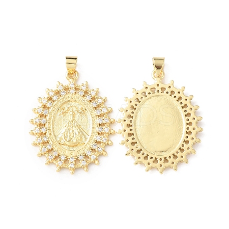 Rack Plating Brass Micro Pave Cubic Zirconia Pendants KK-F852-09G-1
