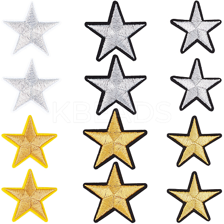 42Pcs 6 Styles Star Computerized Embroidery Cloth Iron on/Sew on Patches FIND-CP0002-14-1