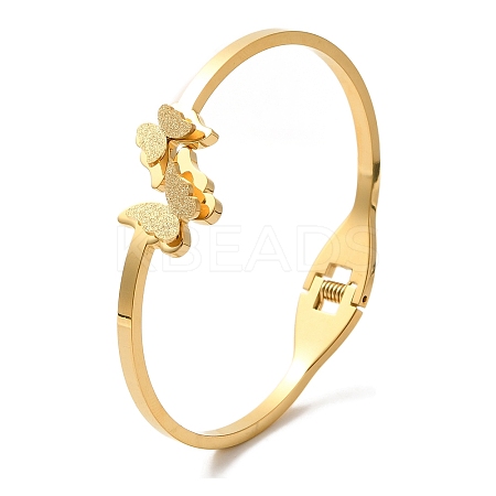 Adjustable Butterfly Vacuum Plating PVD Vacuum Plating 304 Stainless Steel Bangles for Women BJEW-F474-18G-1