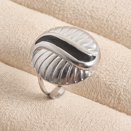 Adjustable Stainless Steel with Enamel Open Cuff Rings for Women BT9322-2-1