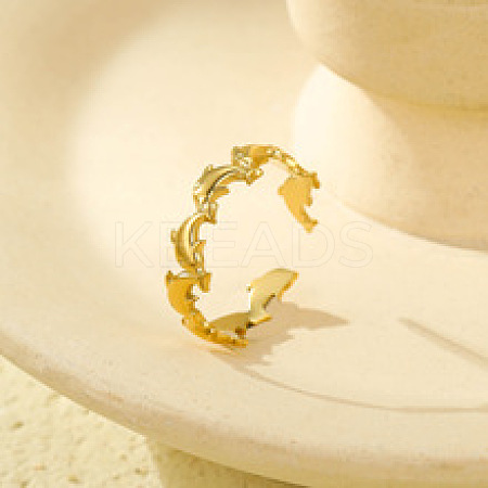 304 Stainless Steel Adjustable Open Cuff Rings for Women RJEW-Z089-04G-01-1