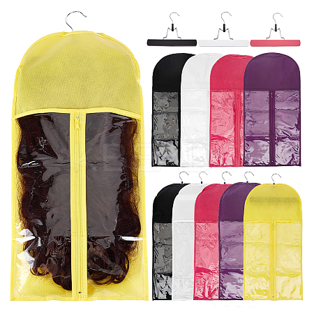 Olycraft 10 Sets 5 Colors Arch Shaped Cloth Hair Wig Storage Zipper Bags ABAG-OC0001-07-1