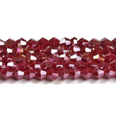 Opaque Solid Color Electroplate Glass Beads Strands GLAA-F029-P4mm-A01-1
