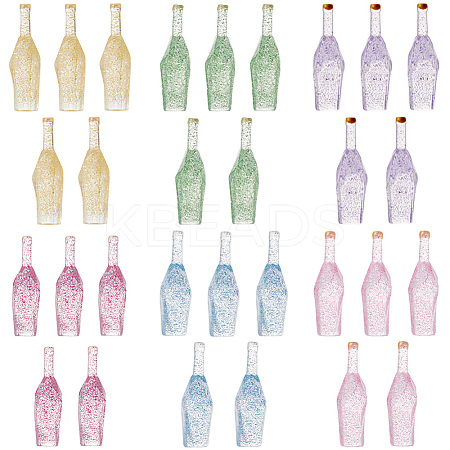 30Pcs 6 Colors Transparent Resin Bottle Cabochons CRES-GF0001-04-1