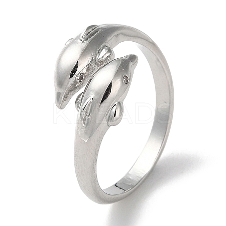 Brass with Cubic Zirconia Open Cuff Rings RJEW-Z017-01P-1