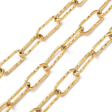 Ion Plating(IP) 304 Stainless Steel Textured Paperclip Chains CHS-G027-04G-1