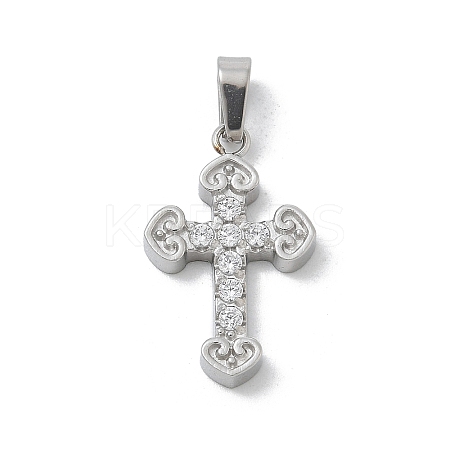 304 Stainless Steel Micro Pave Cubic Zirconia Pendants LS-STAS-Z107-08P-10-1