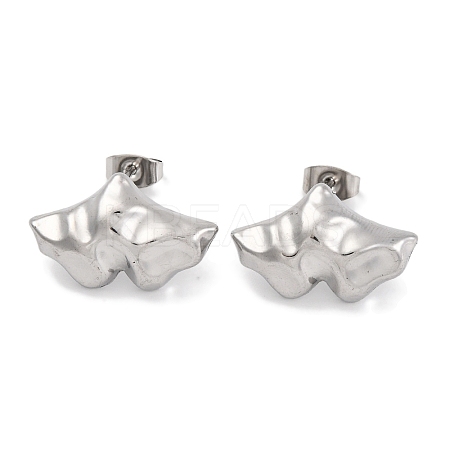 Non-Tarnish Leaf 304 Stainless Steel Stud Earrings EJEW-H013-32P-1