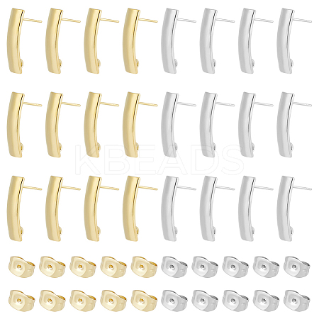 Unicraftale 60Pcs 2 Colors 304 Stainless Steel Stud Earring Findings STAS-UN0046-14-1