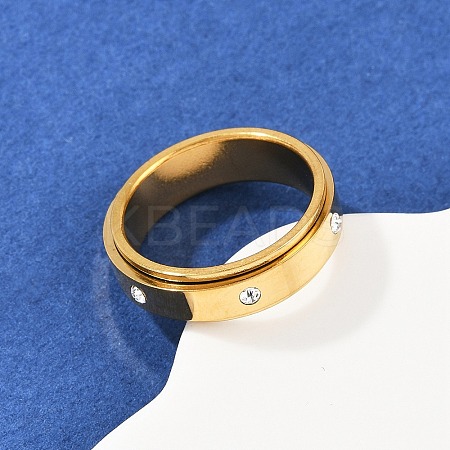 304 Stainless Steel Rhinestone Rotating Finger Rings LS-RJEW-A074-01A-G-1