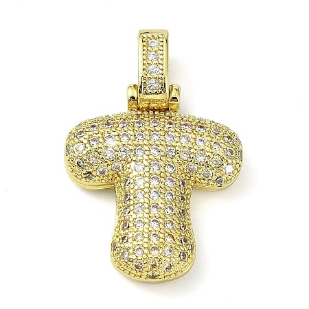 Brass Micro Pave Clear Cubic Zirconia Pendants KK-M279-01G-T-1