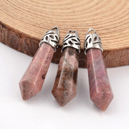 Bullet Natural Rhodochrosite Pointed Pendants LS-G-E332-C05-1