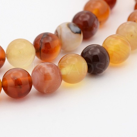 Natural Red Agate Dyed Round Bead Strands G-P070-20-8mm-1