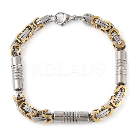 PVD Vacuum Plating 201 Stainless Steel Column Link & Byzantine Chain Bracelets BJEW-Z023-09P-1-1