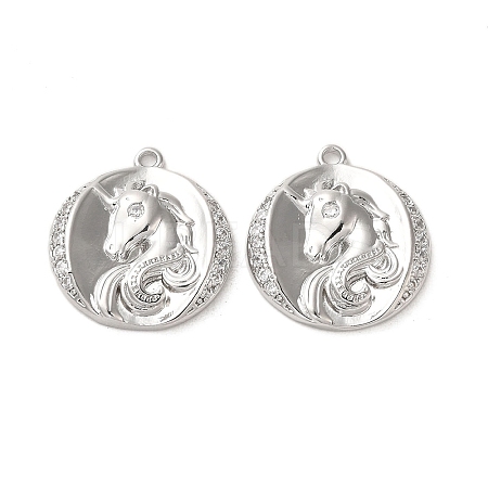 Brass Micro Pave Clear Cubic Zirconia Pendants KK-G481-05P-1