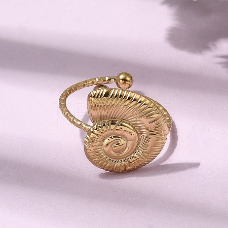 Conch 304 Stainless Steel Open Finger Rings for Women RJEW-A091-16G-1