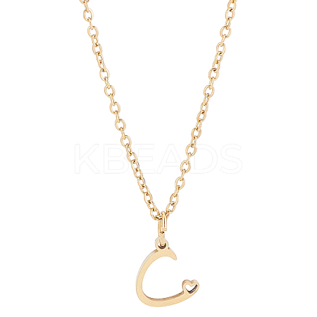 1pc 304 Stainless Steel Letter Pendant Necklaces NJEW-LP0001-39C-G-1