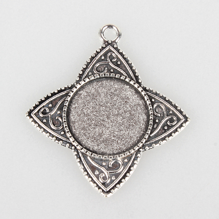 Tibetan Style Alloy Pendant Cabochon Settings X-TIBEP-N003-54AS-1
