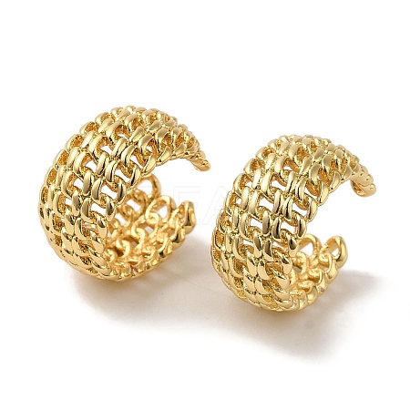 Rack Plating Curb Chain Brass Cuff Earrings for Women EJEW-P272-10G-1