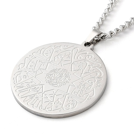 Non-Tarnish 304 Stainlessa Steel Curb Chain Pendant Necklaces NJEW-H034-08P-1