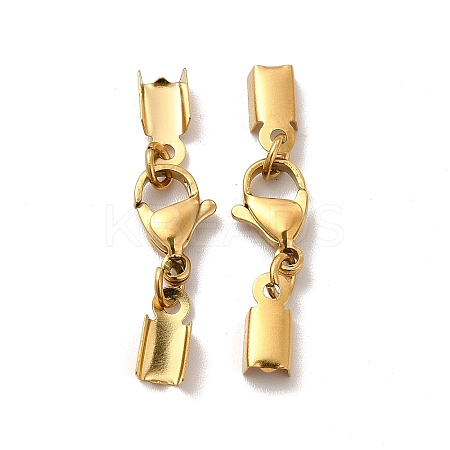 Ion Plating(IP) 304 Stainless Steel Lobster Claw Clasps with Cord Ends LS-STAS-H179-02G-1