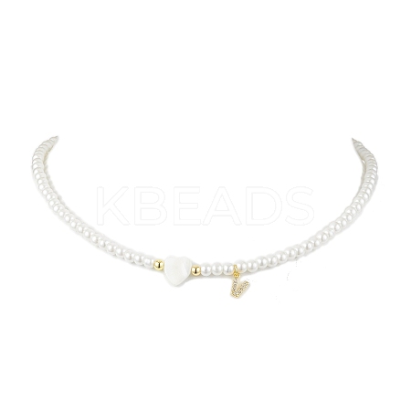 Brass Micro Pave Grade AAA Cubic Zirconia Letter Pendant Necklaces NJEW-JN04771-22-1