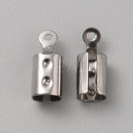 50Pcs 304 Stainless Steel  Folding Crimp Ends FIND-WH0427-66C-P-1
