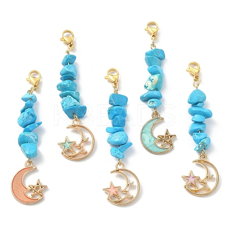 Synthetic Turquoise Chip Beaded Pendant Decorations HJEW-JM01194-01-1