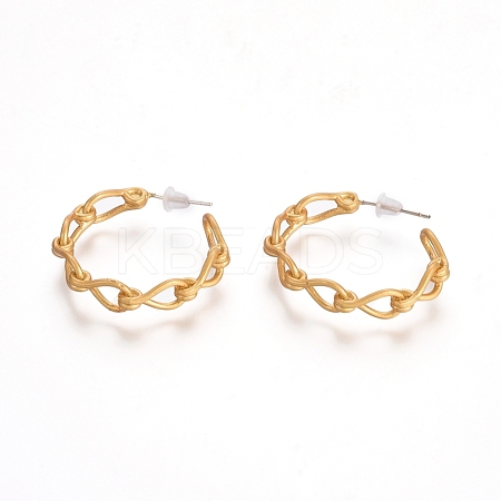 Semicircular Brass Stud Earrings EJEW-E196-12MG-1