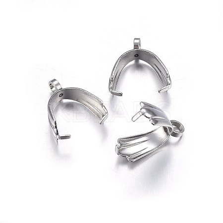 Tarnish Resistant 304 Stainless Steel Pendant Pinch Bails LS-STAS-O107-19P-1