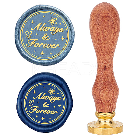 Brass Wax Seal Stamps with Wood Handle AJEW-WH0412-0114-1