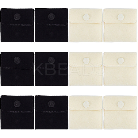12Pcs 2 Colors Square Velvet Jewelry Bags TP-CP0001-02B-1