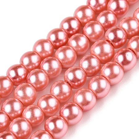 Baking Paint Pearlized Glass Pearl Round Bead Strands HY-Q003-4mm-77-A-1