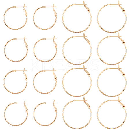 BENECREAT 16Pcs 2 Size Brass Hoop Earrings KK-BC0011-07-1