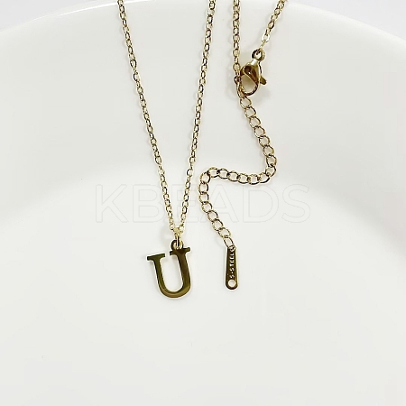 304 Stainless Steel Letter Pendant Necklaces NJEW-WH0027-26U-G-1