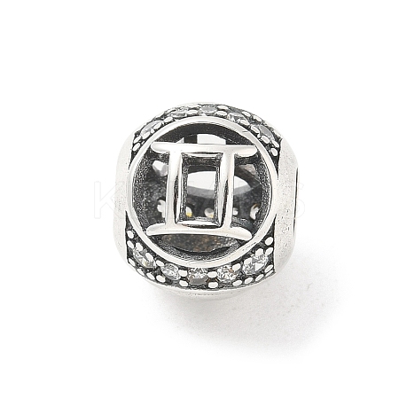 Brass Clear Cubic Zirconia European Beads LS-FIND-M049-01AS-08-1