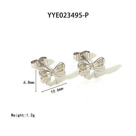 Elegant 304 Stainless Steel Bowknot Stud Earrings CR5364-2-1