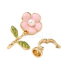 Flower Brass Enamel Fold Over Clasps KK-S531-33G-B-2