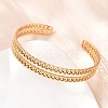 Hollow 304 Stainless Steel Open Cuff Bangles for Women BJEW-F547-02G-1