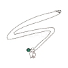 Valentine's Day 304 Stainless Steel & Green Glass Leaf Heart Pendant Cable Chain Necklaces for Women NJEW-FS00014-02-1