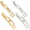 8Pcs 4 Styles Rack Plating Brass Clear Cubic Zirconia Watch Band Clasps ZIRC-BBC0002-02-1