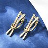 Brass Micro Pave Clear Cubic Zirconia Line Hoop Earrings EJEW-G446-02G-1