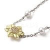 Sunflower Brass Cubic Zirconia Link Bracelets LS-BJEW-A004-01-2